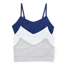 Blue and Gray Tara V-neck Bralette set of three